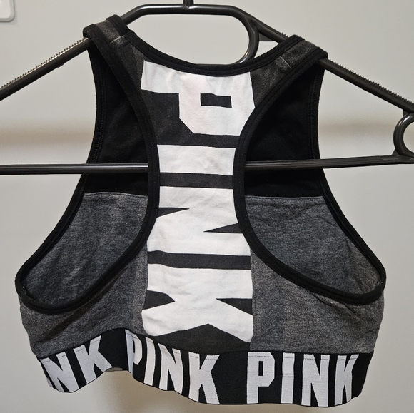 PINK Victoria's Secret Gray and Black Racerback Bra Top - Picture 2 of 6